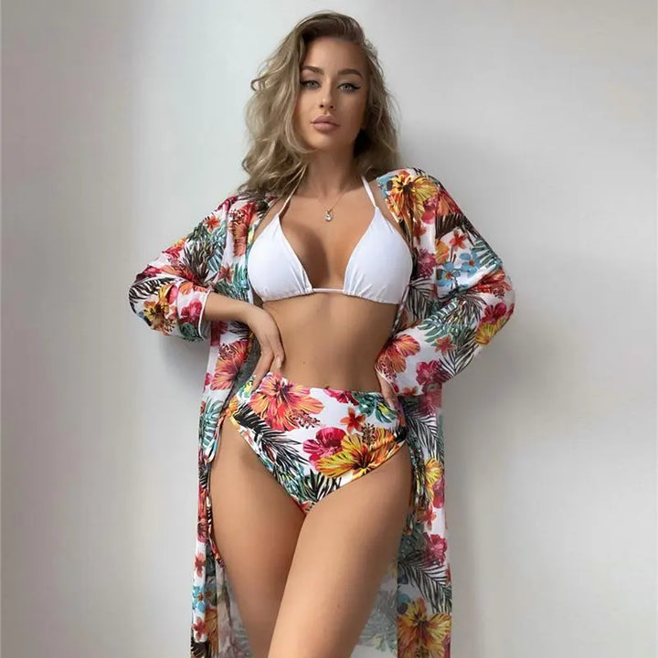 Marina | Bikini Set mit Kimono - Sunflower Dream