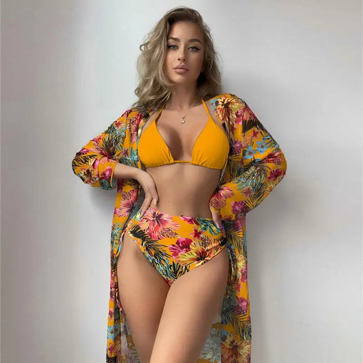 Marina | Bikini Set mit Kimono - Sunflower Dream