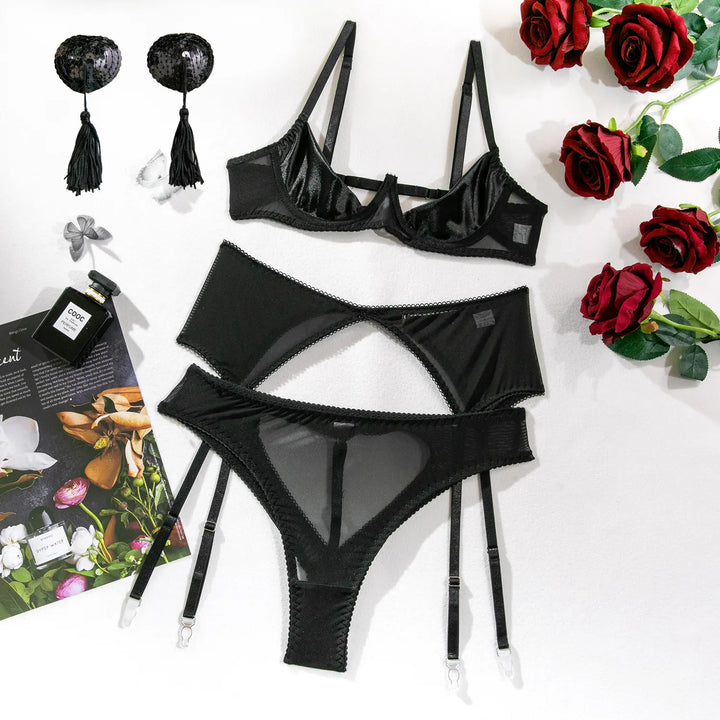 Maud | 4-piece open lingerie set
